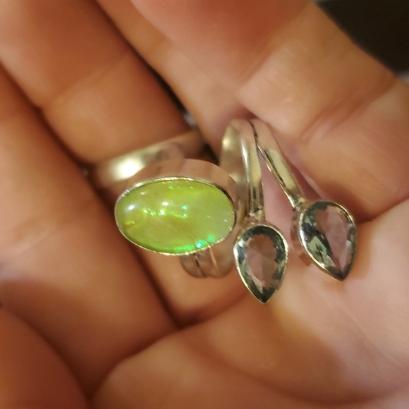 New Triplet Opal and Blue Topaz Adjustable 925 Silver Ring. - Picture 4 of 7